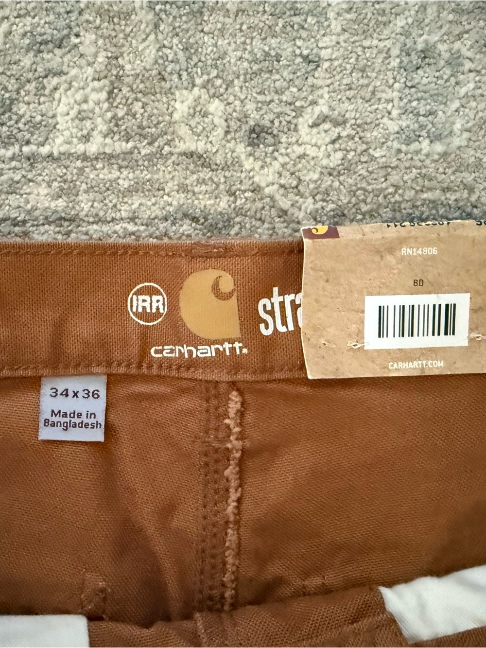 NEW Carhartt Brown Rugged Flex Duck Dungaree Straight Fit Pants 34x36 - Picture 4 of 5